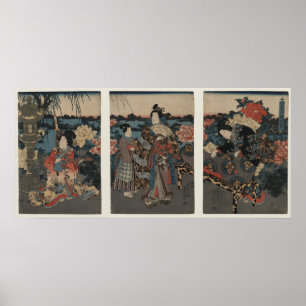 Genießen eines Gartens der Pfingstrosen Poster