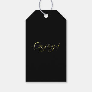 "Genießen" Schwarze Minimalistische Geschenkmarke Geschenkanhänger