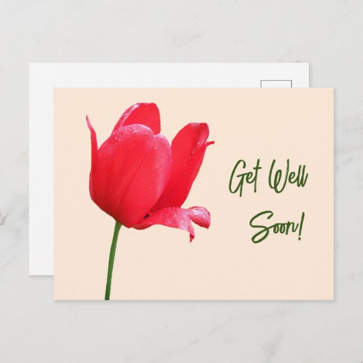Genießen Sie bald rote Tulpe minimalistisch floral Postkarte (Vorne/Hinten)