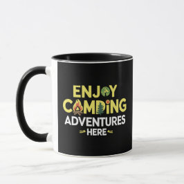 Genießen Sie Camping Adventures hier, schwarze Tas Tasse