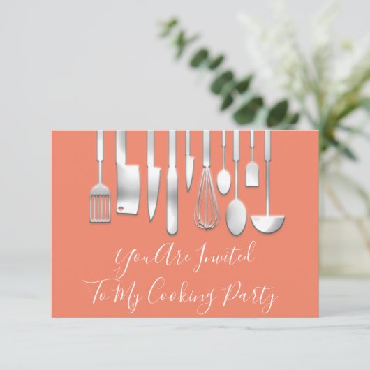Genießen Sie das Cooking Party ChefKüche Einladung (Stehend Vorderseite)