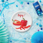 Genießen Sie das Foto mit frisch rotem Glockenpfef Pappteller (Party)