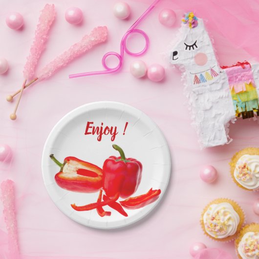 Genießen Sie das Foto mit frisch rotem Glockenpfef Pappteller (Party)