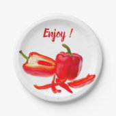Genießen Sie das Foto mit frisch rotem Glockenpfef Pappteller (Vorderseite)