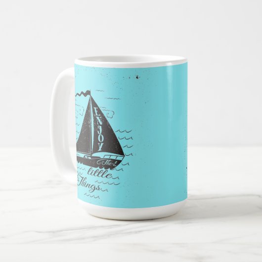 Genießen Sie das Kleinigkeits-Plakat Kaffeetasse (Vorderseite Links)