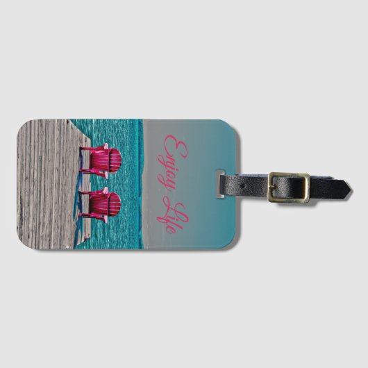 Genießen Sie das Leben an den Hütte rustikalen Gepäckanhänger (Vorderseite (Horizontal))