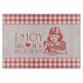 Genießen Sie das Leben, das es köstlicher roter Schneidebrett (Vorderseite)