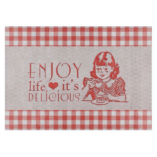 Genießen Sie das Leben, das es köstlicher roter Schneidebrett (Vorderseite)