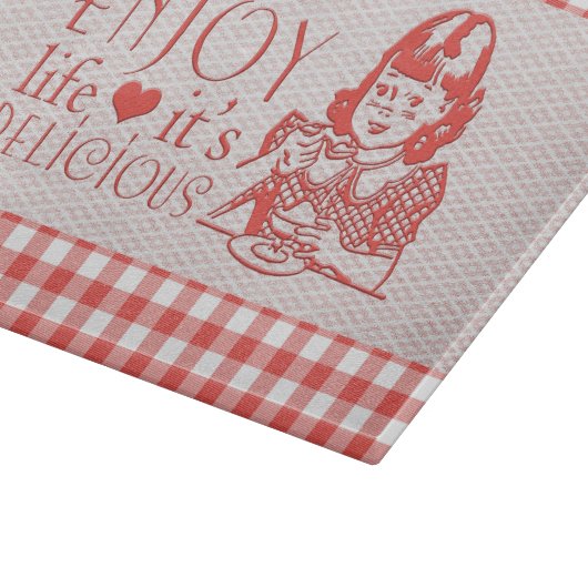 Genießen Sie das Leben, das es köstlicher roter Schneidebrett (Ecke)