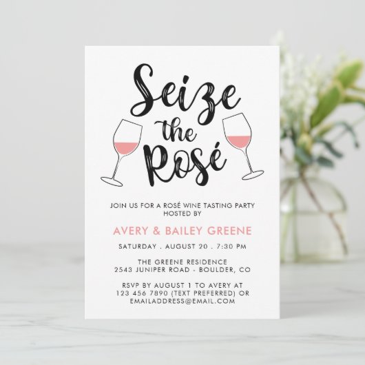Genießen Sie das Rosé Wein Degustations Party Einladung (Stehend Vorderseite)