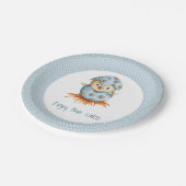 Genießen Sie den Cake Baby Bird, der blaues Eipapi Pappteller (Schrägansicht)