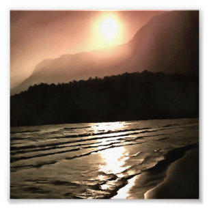 Genießen Sie den farbenfrohen Abend am Strand Fotodruck