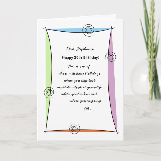 Genießen Sie den Moment 50. Geburtstag Karte (Vorderseite)
