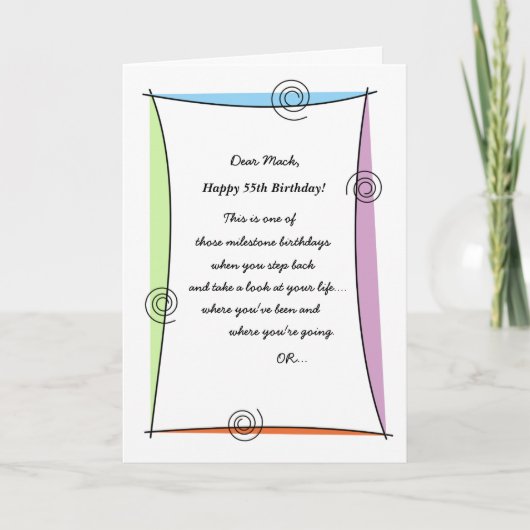 Genießen Sie den Moment 55. Geburtstag Karte (Vorderseite)