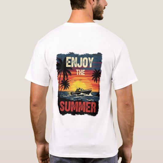 Genießen Sie den Sommer - Retro Sunset Beach Vibes T-Shirt (Rückseite)