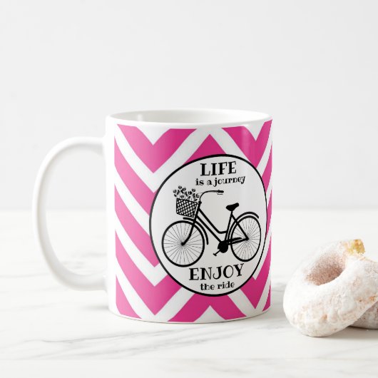 Genießen Sie die Fahrt | Fahrrad mit Motivierend B Kaffeetasse (Mit Donut)