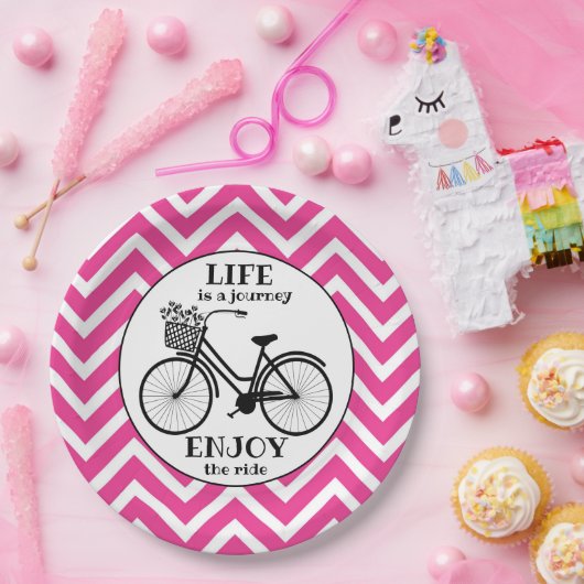 Genießen Sie die Fahrt | Fahrrad mit Motivierend B Pappteller (Party)