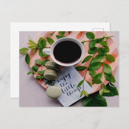 Genießen Sie die kleinen Dinge Coffee Cookies Ruhe Postkarte (Vorne/Hinten)