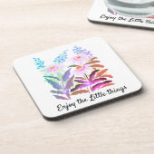 Genießen Sie die Kleinen Dinge Gänseblümchen Getränkeuntersetzer (Linke Seite)