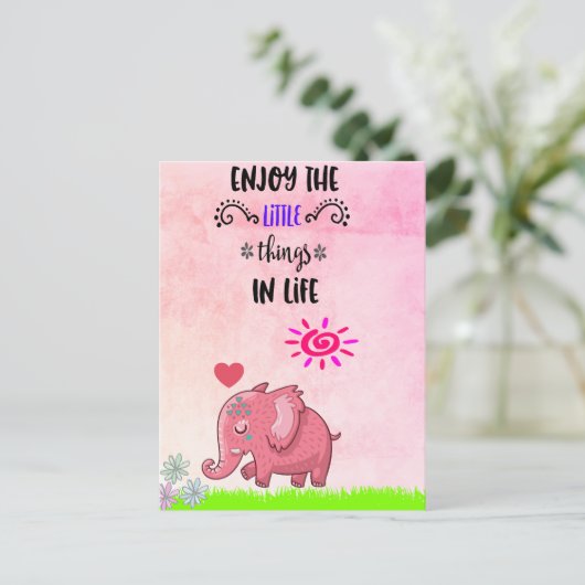 Genießen Sie die kleinen Dinge in Life Typografy Z Postkarte (Stehend Vorderseite)