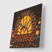 Genießen Sie die kleinen Dinge Inspiration Zitat S Quadratische Wanduhr (Winkel)