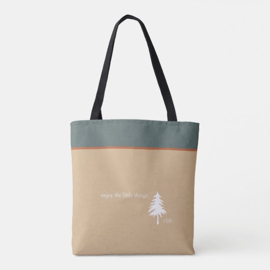 Genießen Sie die kleinen Dinge Monogram Tree Green Tasche (Rückseite)