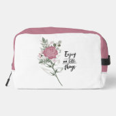 Genießen Sie die kleinen Dinge Rosa Rose Waschbeutel (Rückseite)