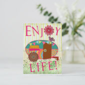 Genießen Sie die Live Happy Camper Retro RV Traile Postkarte (Stehend Vorderseite)