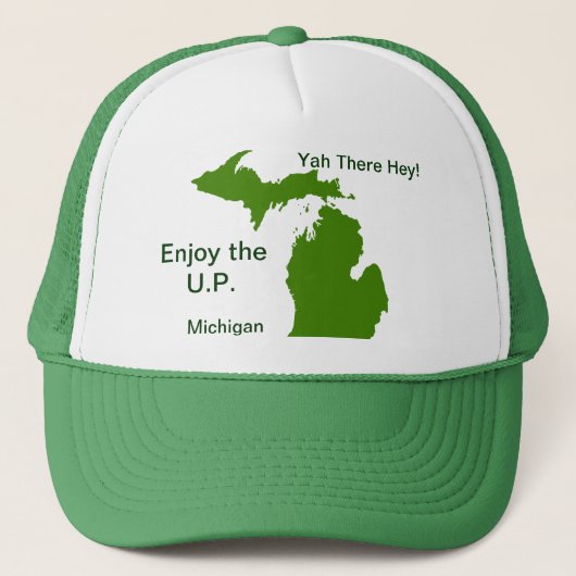 Genießen Sie die U.P. Michigan mit Da Yoopers Truckerkappe (Vorderseite)