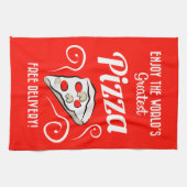 Genießen Sie die weltgrößte Pizza | Kostenlose Lie Geschirrtuch (Horizontal)