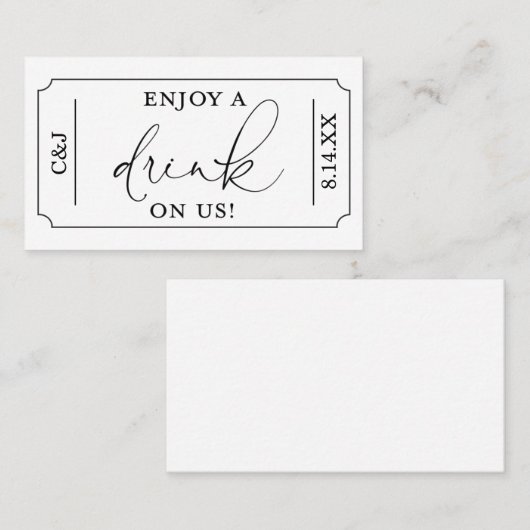 Genießen Sie ein Getränk auf unserem Hochzeitstick Visitenkarte (Vorne/Hinten)