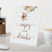 Genießen Sie ein paar Drinks Teddy Bear Brown Gold Sockelschild (In SItu)