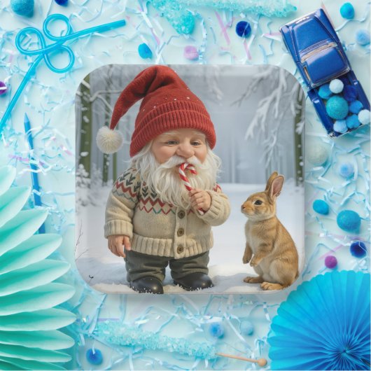 Genießen Sie eine Candy Cane im Schneewald Pappteller (Party)