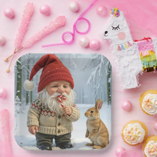 Genießen Sie eine Candy Cane im Schneewald Pappteller (Party)