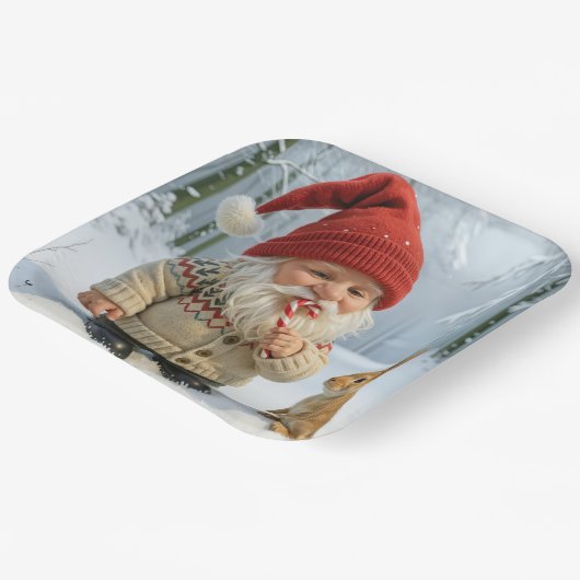 Genießen Sie eine Candy Cane im Schneewald Pappteller (Gewinkelt)