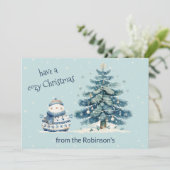 Genießen Sie einen gemütlichen Weihnachtsschneeman Feiertagskarte (Stehend Vorderseite)