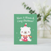 Genießen Sie einen warmen und gemütlichen Weihnach Postkarte (Stehend Vorderseite)