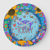 Genießen Sie heute Spaß Niedliche blauer Whimsikin Große Wanduhr (Vorderseite)