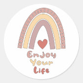 Genießen Sie Ihr Leben motivierend Boho Regenbogen Runder Aufkleber (Vorderseite)