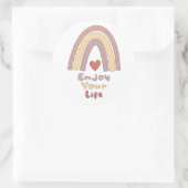 Genießen Sie Ihr Leben motivierend Boho Regenbogen Runder Aufkleber (Tasche)