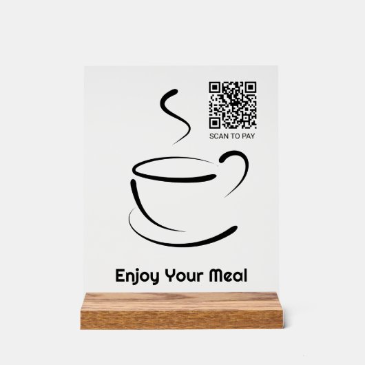 Genießen Sie Ihre Mahlzeit, scannen Sie QR-Code zu Acrylschild (Vorderseite)