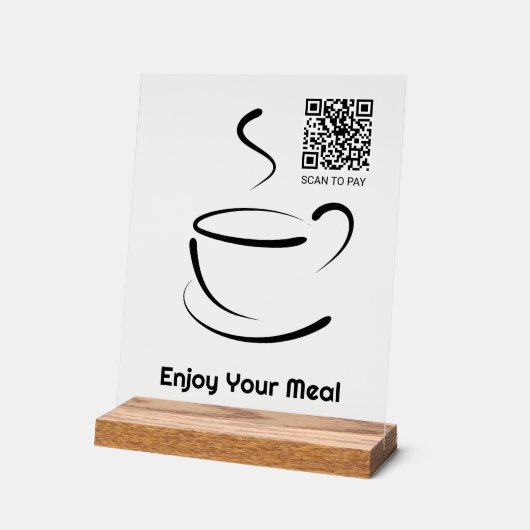 Genießen Sie Ihre Mahlzeit, scannen Sie QR-Code zu Acrylschild (Winkel)