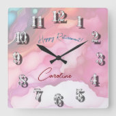 Genießen Sie Ihre Ruhestätte Pastel Fluid Colors Quadratische Wanduhr (Vorderseite)
