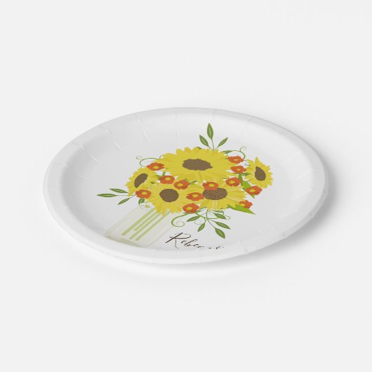 Genießen Sie Ihre Sonnenblumen Pappteller (Schrägansicht)