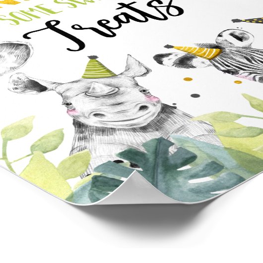 Genießen Sie Ihre süßen Leckereien Safari Party Ti Poster (Ecke)