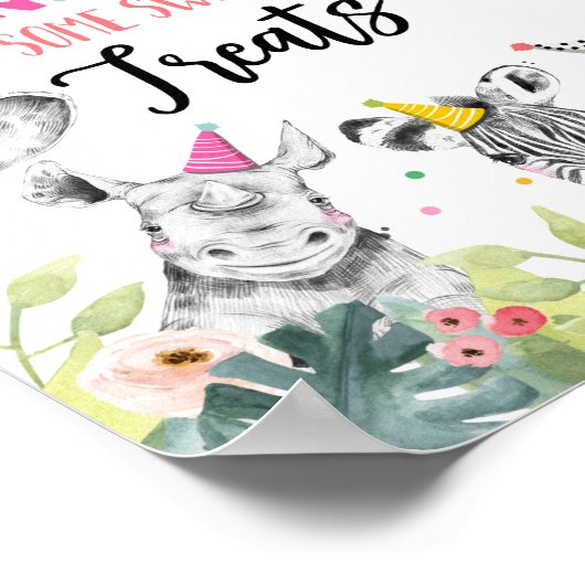 Genießen Sie Ihre süßen Leckereien Safari Party Ti Poster (Ecke)