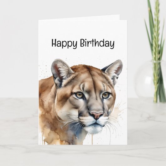 Genießen Sie Ihren Geburtstag Cougar Mountain Lion Karte (Vorderseite)