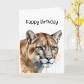 Genießen Sie Ihren Geburtstag Cougar Mountain Lion Karte (Gelbe Blume)