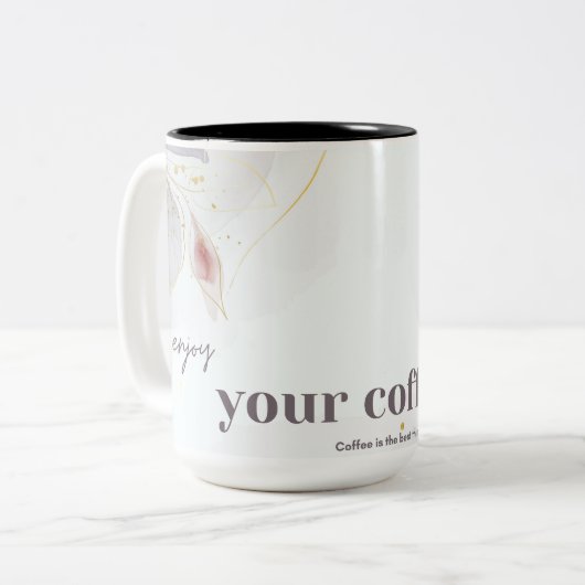 genießen Sie Ihren Kaffee Zweifarbige Tasse (Vorderseite Links)