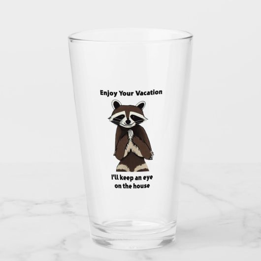 Genießen Sie Ihren Urlaub Mischvous Raccoon Glas (Vorderseite)
